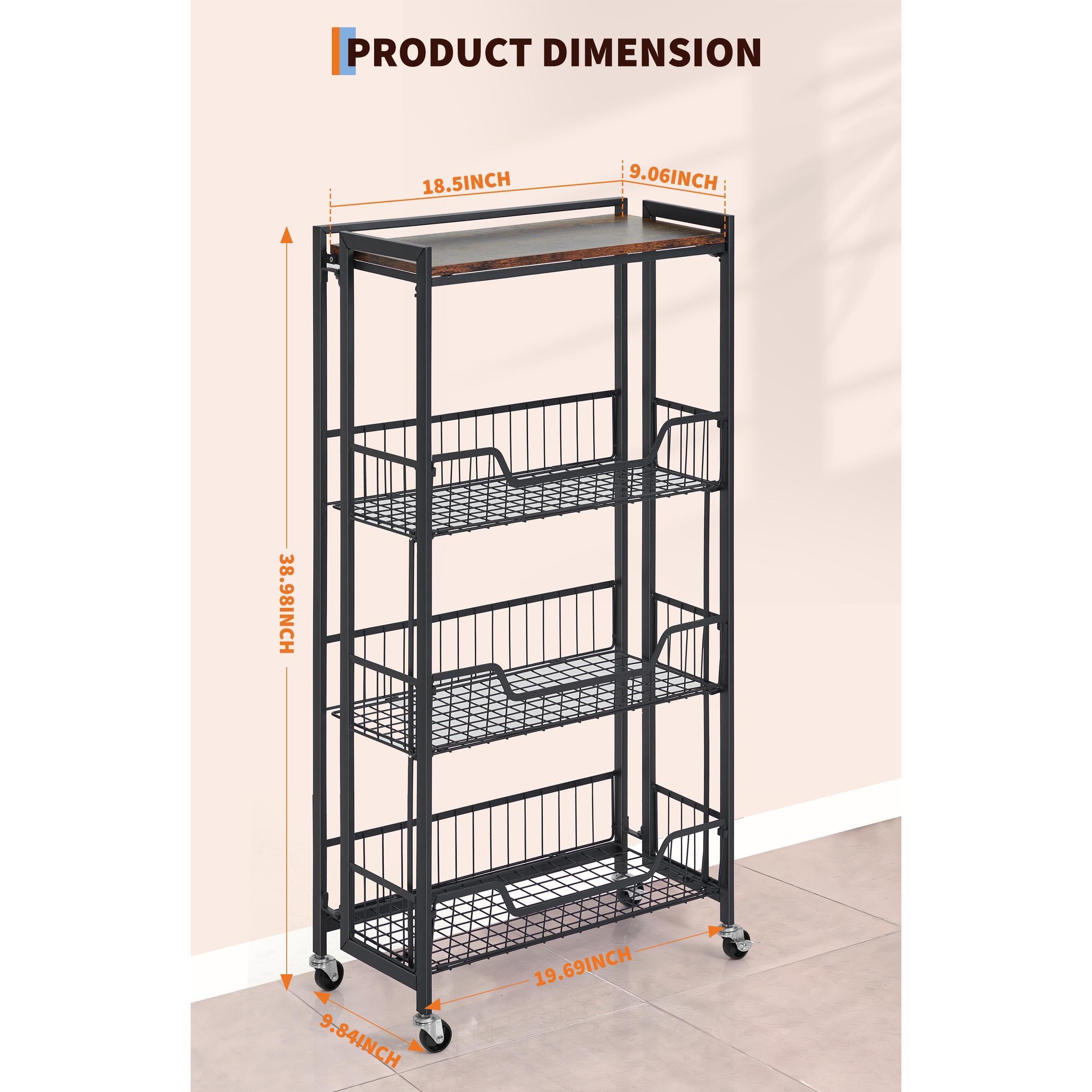 Home Essentials Bathroom Rack - Carrello di Stoccaggio Pieghevole a 4