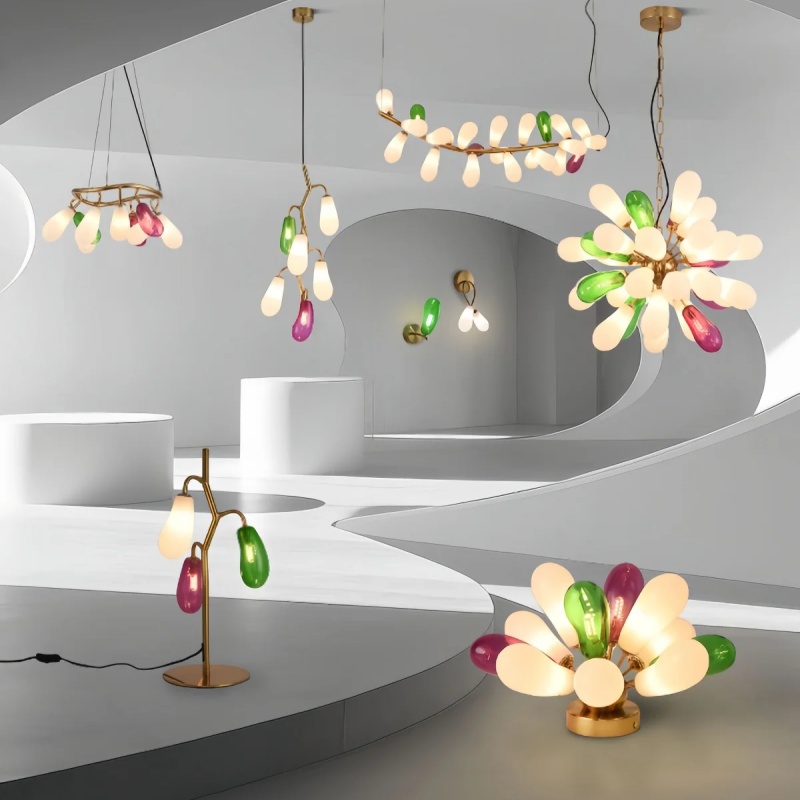 Home Bathroom Lighting Design - Lampadario Moderno in Vetro Colorato a