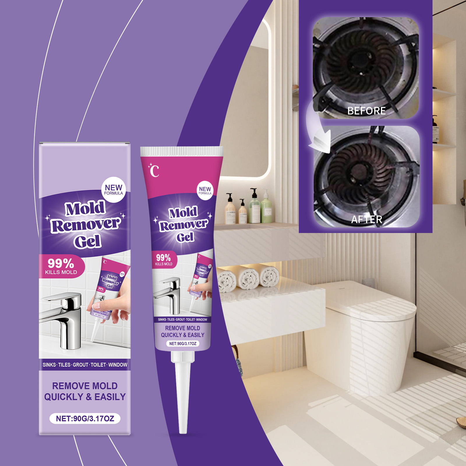 Home Bathroom Cleaning Solution - Gel antimuffa ad azione rapida, detergente