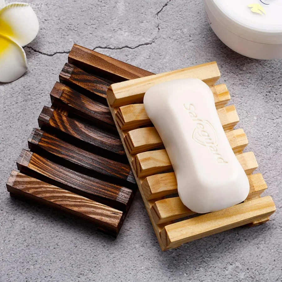 Home Essentials Bathroom Rack - Portasapone in bambù naturale, supporto in