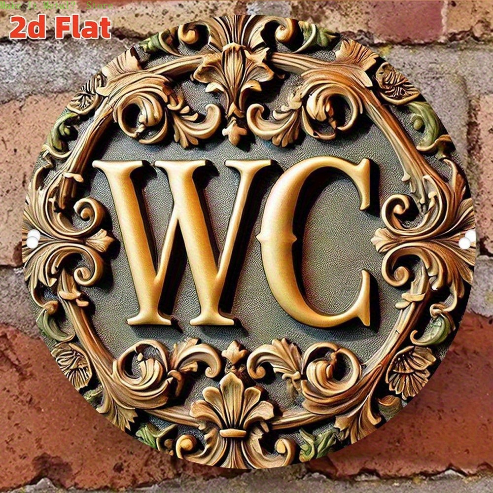 Home Bathroom Sign - Insegna da Bagno Rotonda in Metallo