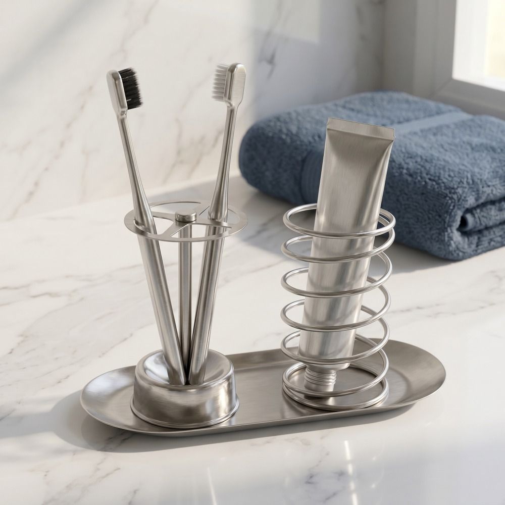 Zara Home Bathroom Accessories - Portaspazzolini e Porta Dentifricio in Acciaio
