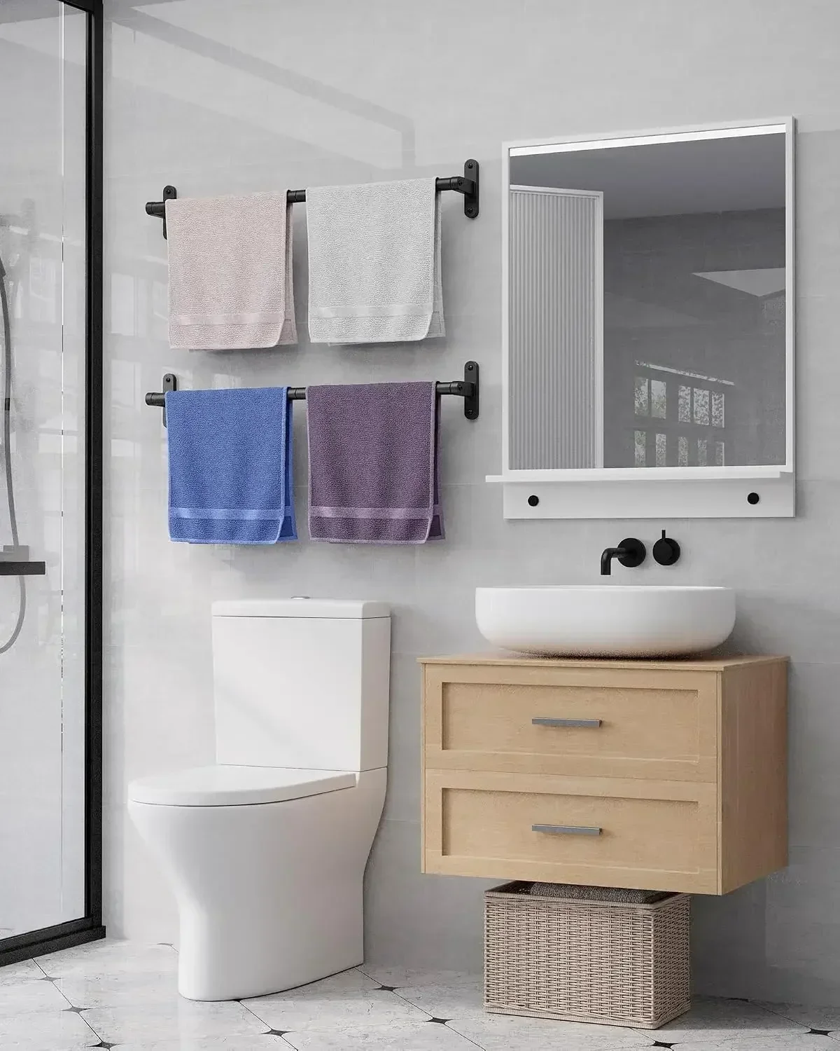 Portasciugamani nero opaco per - Home Essentials Bathroom Rack recensione e prezzo