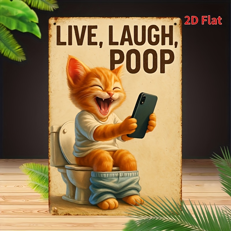 Funny Cat on Toilet Wall Art i - Home Bathroom Sign recensione e prezzo